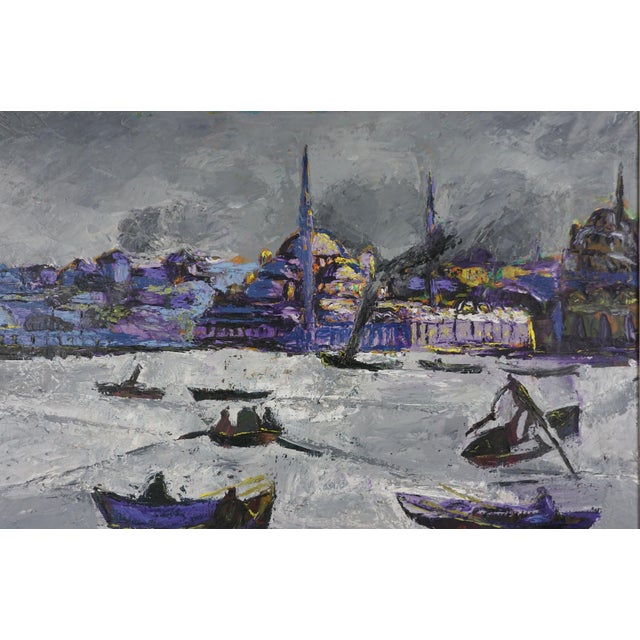 Modern Mid Century Modern Impasto Oil Painting - Venice St. Mark's Basilica at Sunset by Huib Van Vugt (1923-2008) For Sale - Image 3 of 5
