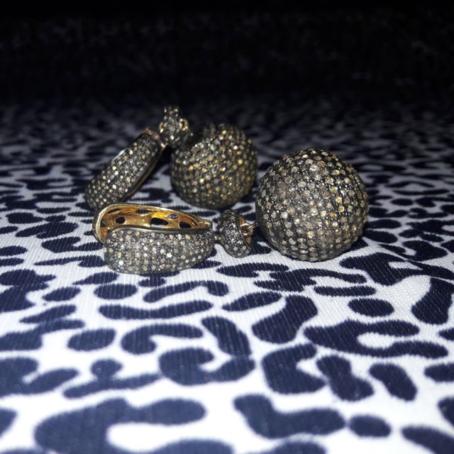 925 Sterling Silver Pave Diamond Drop Earring 14k Solid Gold Unique Gift for Her, A Pair For Sale - Image 15 of 15