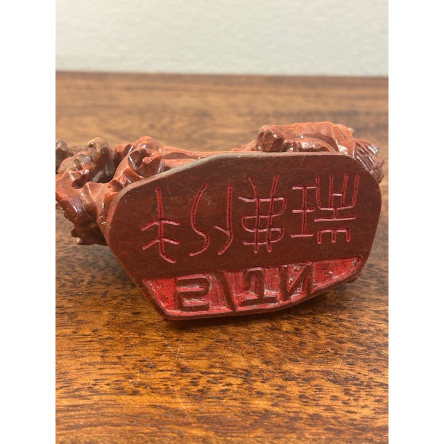 Vintage Mid-Century Chinese Hand-Carved Stone Dragon Seal Sculpture For Sale In Miami - Image 6 of 6