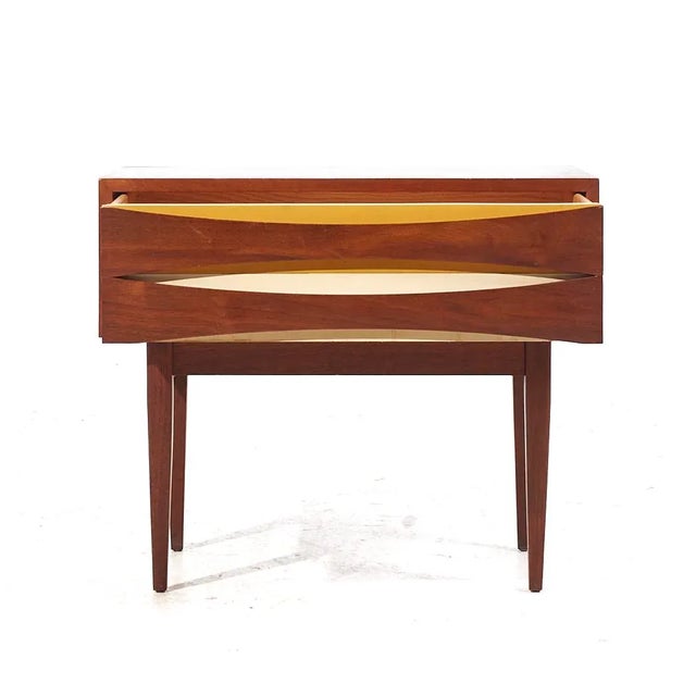 Wood Arne Vodder Style West Michigan Furniture Walnut Nightstands - Pair For Sale - Image 7 of 12