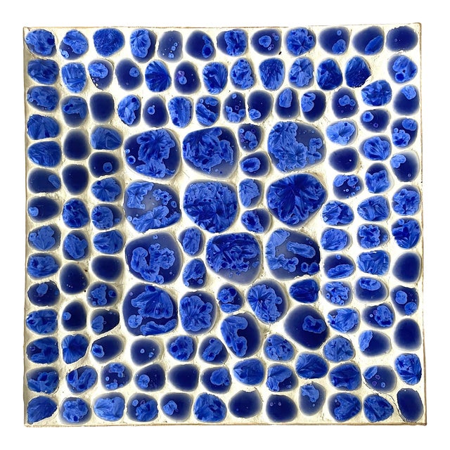 Vintage Blue and White Glass Tile Tray Chairish