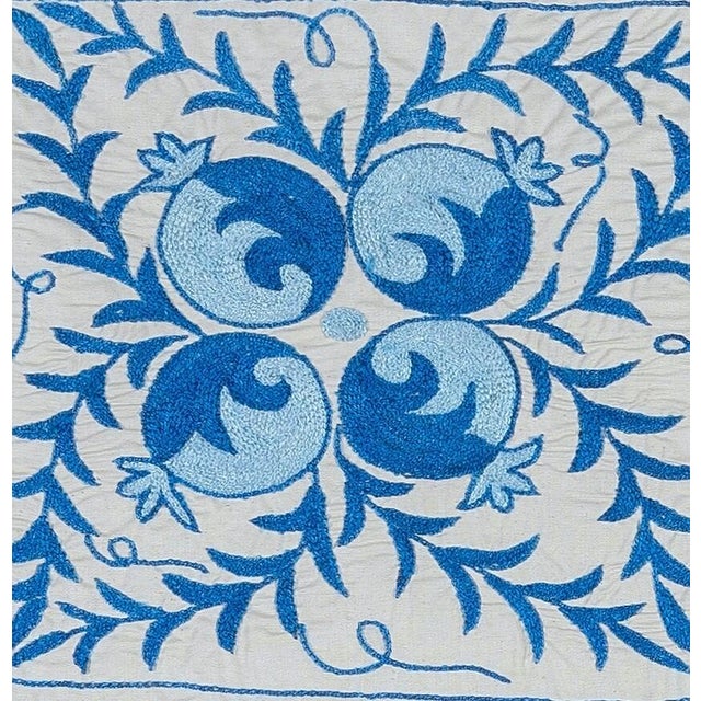 Decorative cushion cover made of hand embroidery silk on linen background, flowers and vine motifs, linen backing with...