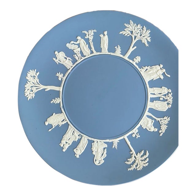 Vintage Wedgwood Blue Jasperware 9” Round Cake Plate For Sale