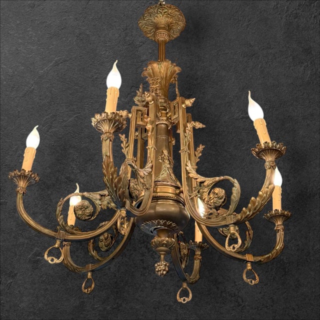 Metal Antique French Chandelier, 1870 For Sale - Image 7 of 8