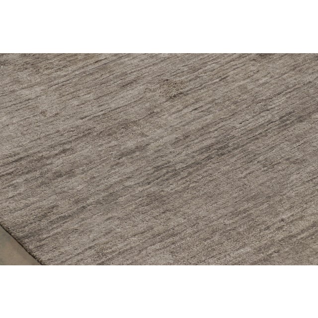 Modern Rug & Kilim’s Oversized Modern Textural Rug in Brown, Gray and Beige Striae - 14x15 For Sale - Image 3 of 8