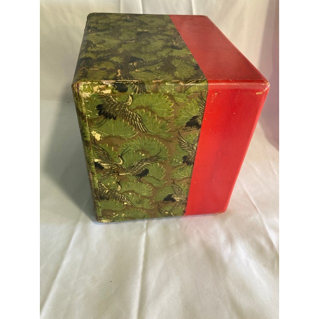 Early 20th Century Japanese Small 3 Drawer Box With Papered Cranes For Sale - Image 9 of 10