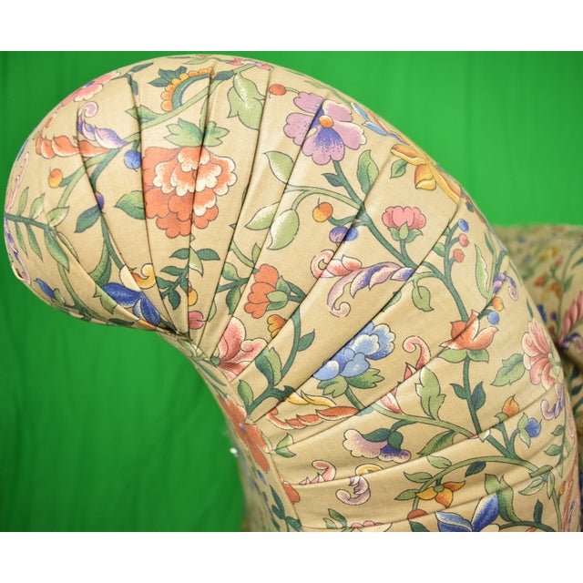Pair X Billy Baldwin Style Petite Fleur Glazed Chintz Slipper Chairs For Sale - Image 14 of 17