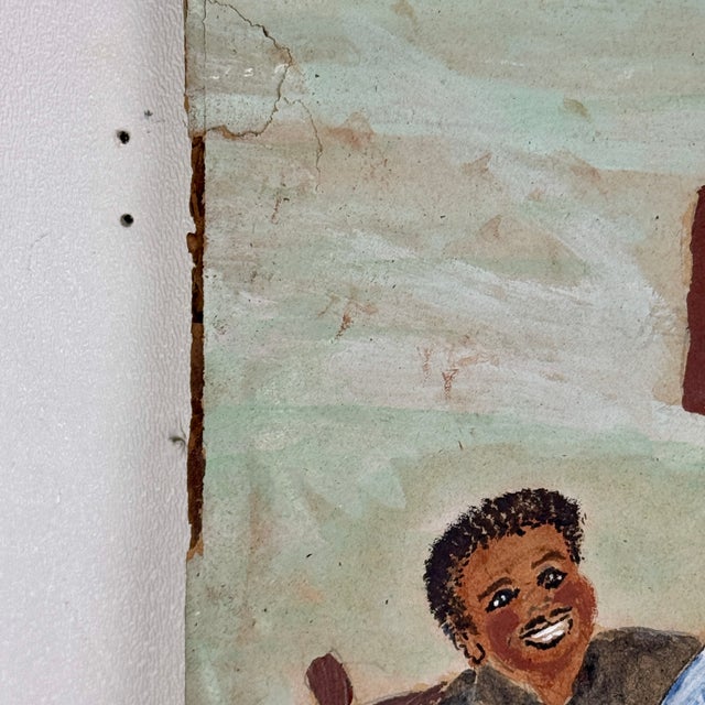 Folk Art Vintage Original Outsider Folk Art Black Americana Painting on Paper Depicting Family at Home For Sale - Image 3 of 6