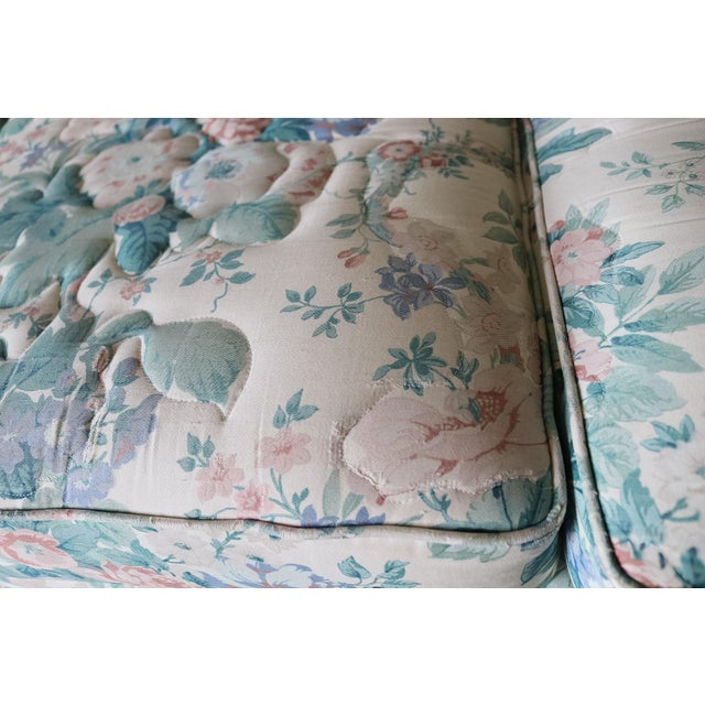 Rare Vintage Floral Couch With Trapunto Embroidery From 1990s For Sale - Image 10 of 16