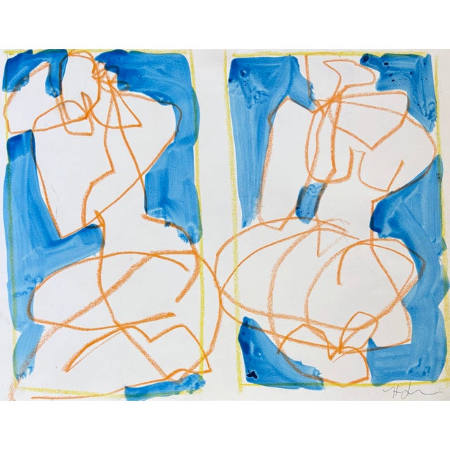 Drawing from the figure with an abstracted pose of a woman seated in reflection.