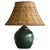Wood Green Luster Glazed Studio Pottery Table Lamp with Rattan Shade, 1970s For Sale - Image 7 of 7