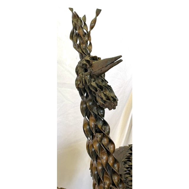 Mid-Century Modern Vintage Artisan Crafted Recycled Metal Standing Crane Sculptures- A Pair For Sale - Image 3 of 18