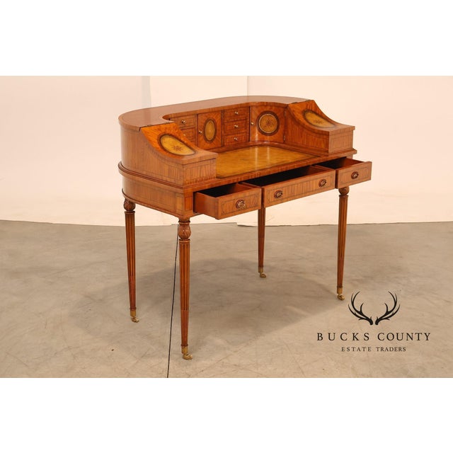 Maitland Smith Regency Style Satinwood Carlton House Writing Desk For Sale - Image 17 of 18