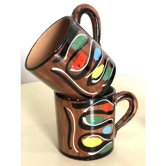 Italian Hand-Painted Ceramic Cups from Deruta, 1960s, Set of 4 For Sale - Image 4 of 6