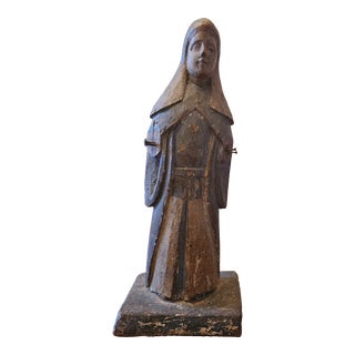 19th Century Polychrome Antique Santos of Madonna For Sale