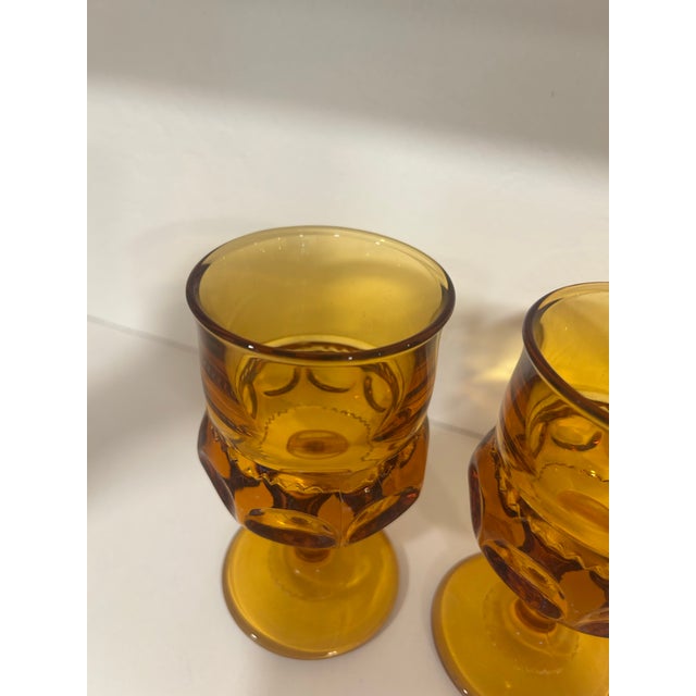 Indiana Glass Company 1960s Mid Century Modern Amber Wine Glasses - Set of 5 For Sale - Image 4 of 4
