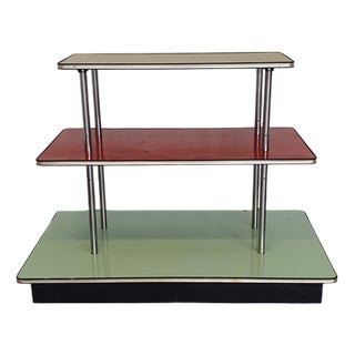 French Store Shelf with Enamelled Display Trays from Aubecq, 1960s For Sale