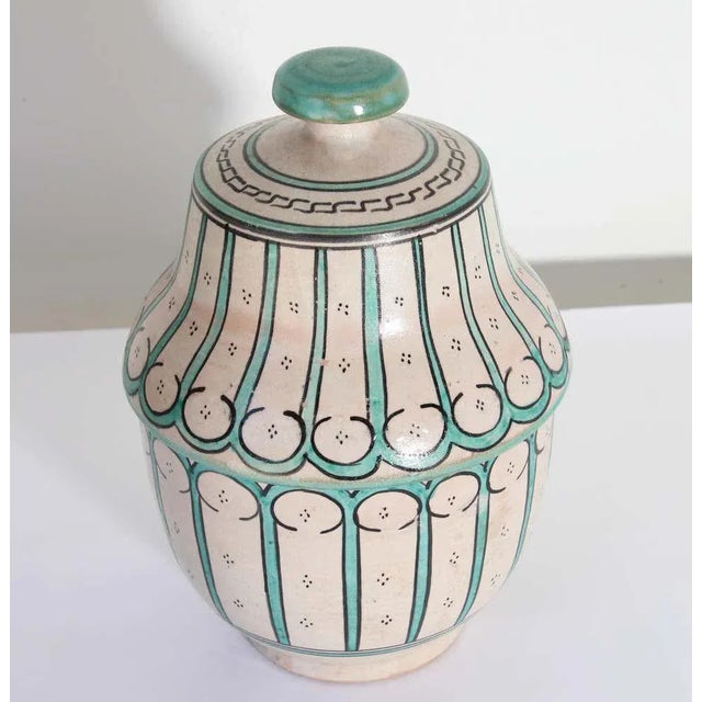 Moroccan Moroccan Ceramic Glazed Covered Urn Handcrafted in Fez Morocco For Sale - Image 3 of 12