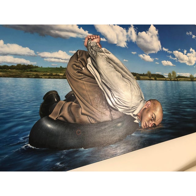 "Fish Whisper" by Jorge Santos, Original Painting, Acrylic on Canvas, 72" X 36" 2006 For Sale - Image 4 of 15