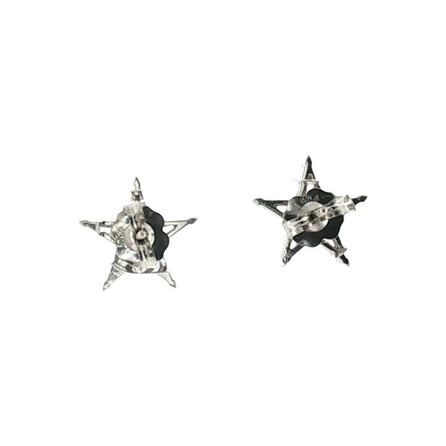 Contemporary Late 20th-Century 18k White Gold Invisibly Set Star Earrings, A Pair For Sale - Image 3 of 5