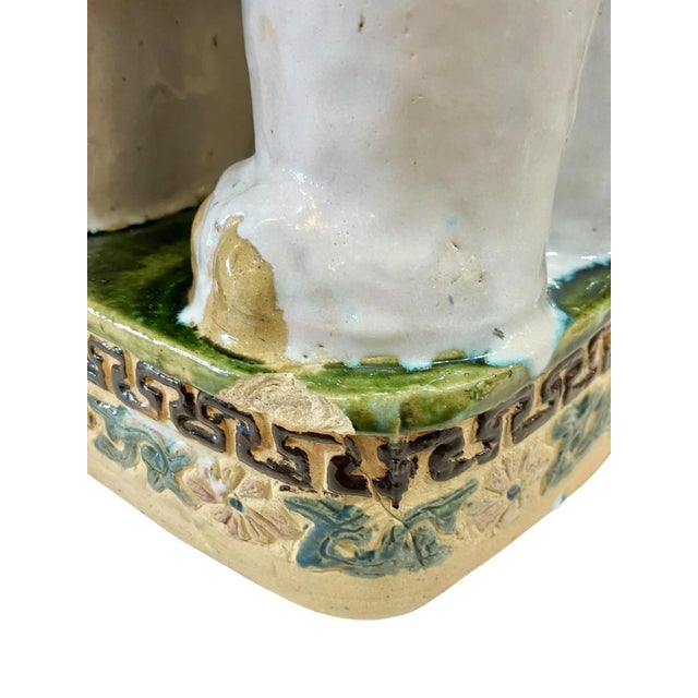 Late 20th Century Vintage Hollywood Regency Style Glazed Terracotta Elephant Garden Seat For Sale - Image 5 of 18