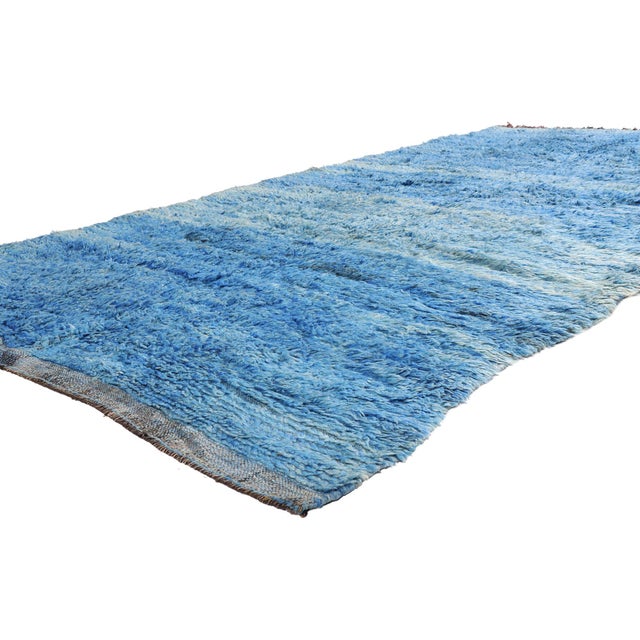 21885 Vintage Beni Mrirt Moroccan Rug, 05'04 x 11'08. The Cobalt Continuum: A Vintage Beni Mrirt Masterpiece of Endless...