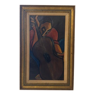 Mid-Century Cubist-Influenced Musician Painting For Sale
