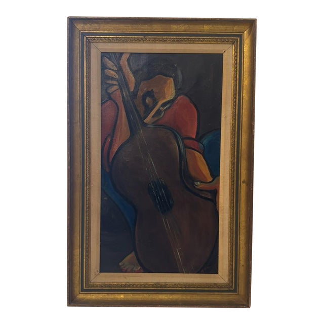Mid-Century Cubist-Influenced Musician Painting For Sale