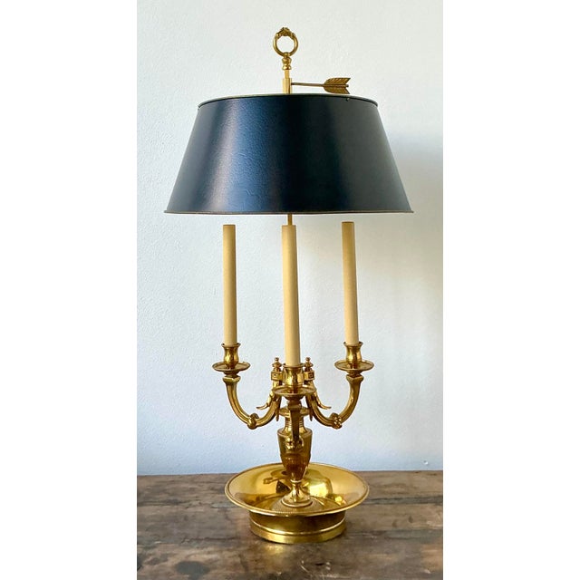This classic French Bouillotte-style table lamp exudes timeless elegance and Regency sophistication. Expertly crafted from...