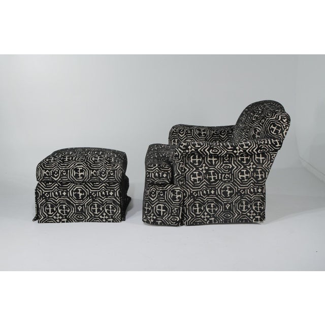 1980s Vintage Black White Club Chair And Ottoman Chairish