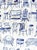 Striking vintage Spectrum decorator fabric featuring a crisp blue and white novelty chair print in a playful mid-century...