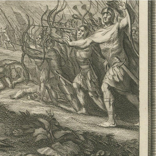 Pieter Mortier, Death of Saul and the Men of Jabesh Recover His Body, Pieter 1700, Engraving For Sale - Image 6 of 12