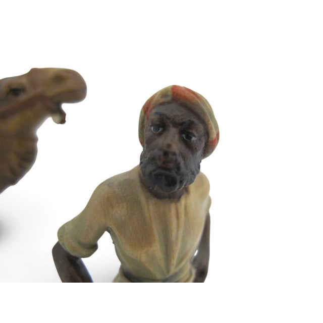 Anri Italy Karl Kuolt Camel & Guide Driver Wood Carved Nativity Figurine For Sale - Image 9 of 9