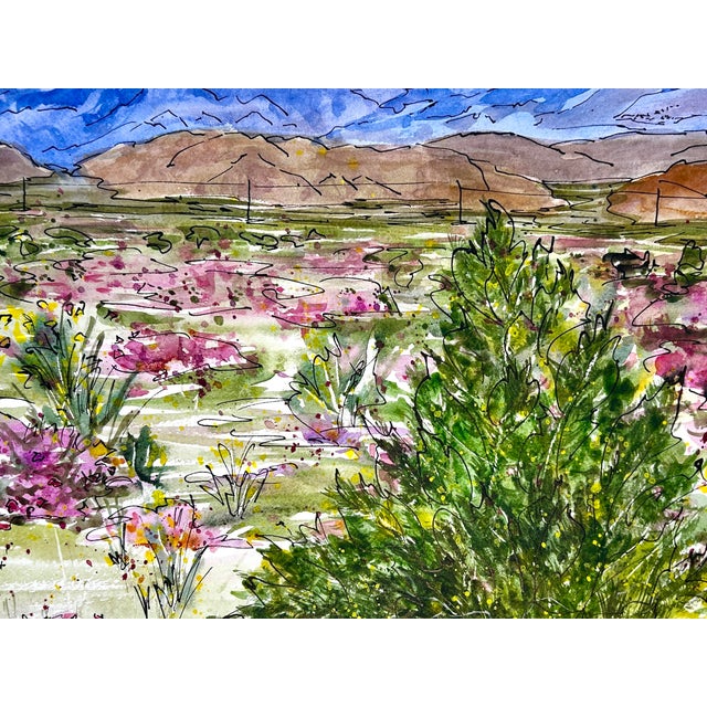 Shabby Chic Original Watercolor Painting “Creosote After the Rain” For Sale - Image 3 of 3