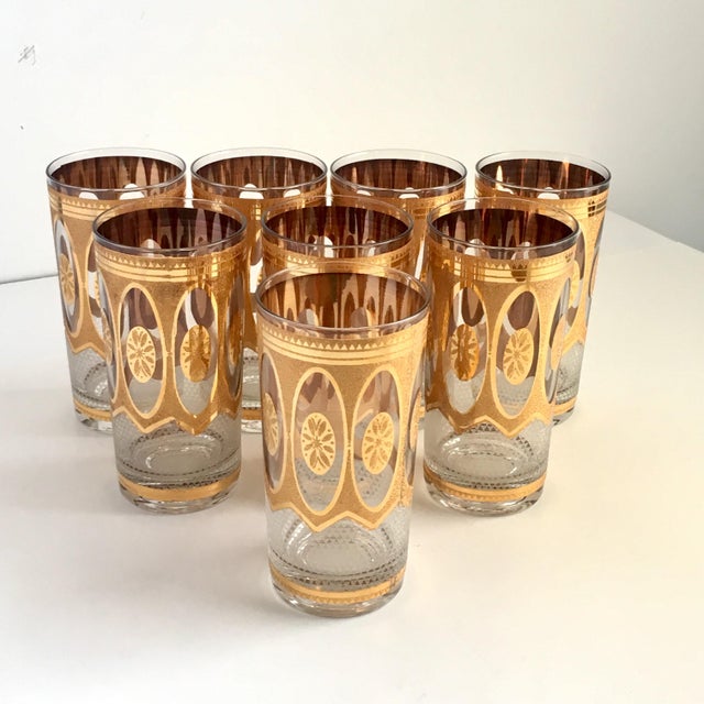 Hollywood Regency Culver Style Gold Collins Glasses Set of 8 Chairish