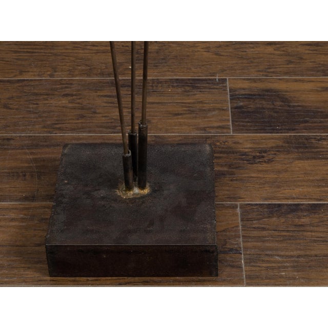 Gray Tall French Mid 20th Century Cattail Sculpture Mounted on a Black Base For Sale - Image 8 of 10