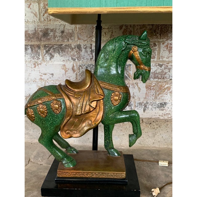 Art Deco 1950’s Frederick Cooper Tang Horse Lamp With Shade For Sale - Image 3 of 5
