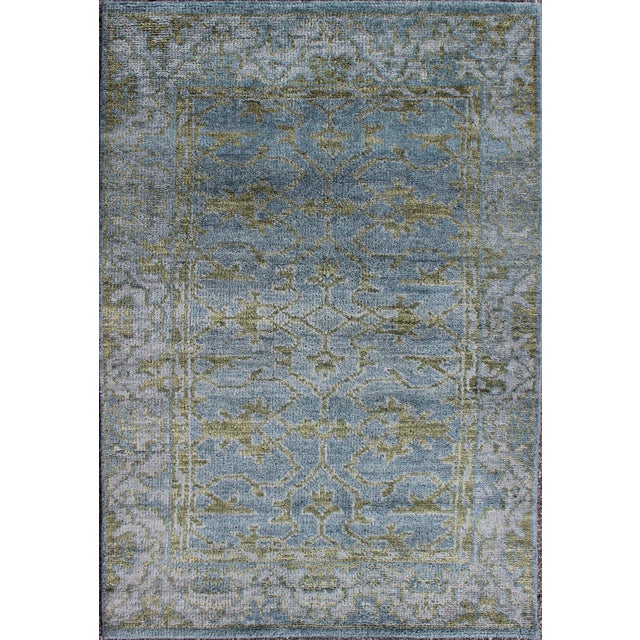 2000 - 2009 Modern Hand Knotted Oushak Rug- 4′ × 6′ For Sale - Image 5 of 5