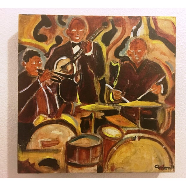 Textile "Untitled" Watercolour on Canvas Painting, Signed by Cecile Hubene For Sale - Image 7 of 11