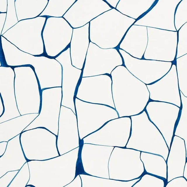 Sample - Schumacher X Porter Teleo Filigree Fabric in Navy For Sale