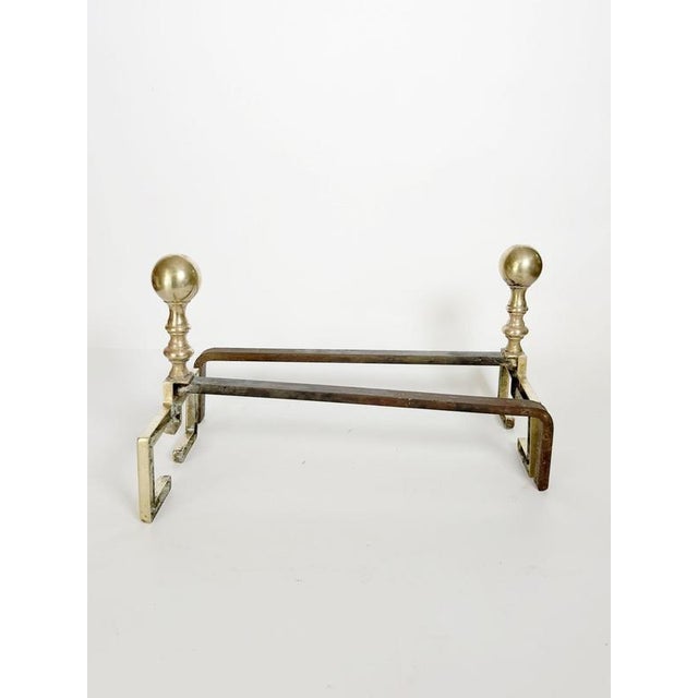 Brass and Cast Iron Andirons, France, 1970s, Set of 2 For Sale - Image 10 of 11