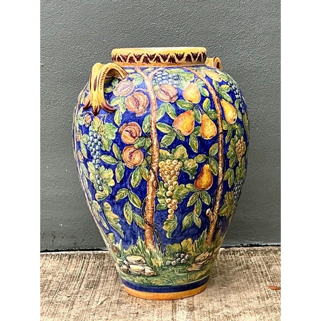 Vintage Italian Hand-Painted Ceramic Urn For Sale - Image 12 of 12