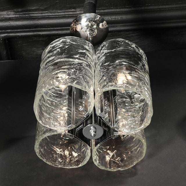 1970s Mid-Century Modern Hand-Blown Murano Mottled Glass & Nickel Chandelier by Mazzega For Sale - Image 17 of 18