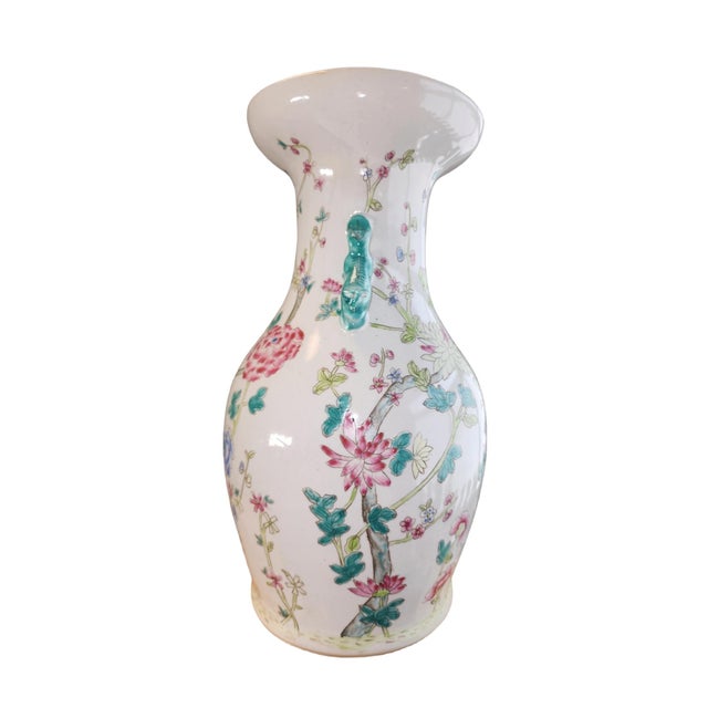 20th Century Qianlong Famille Rose Large Floral Vase For Sale - Image 4 of 7