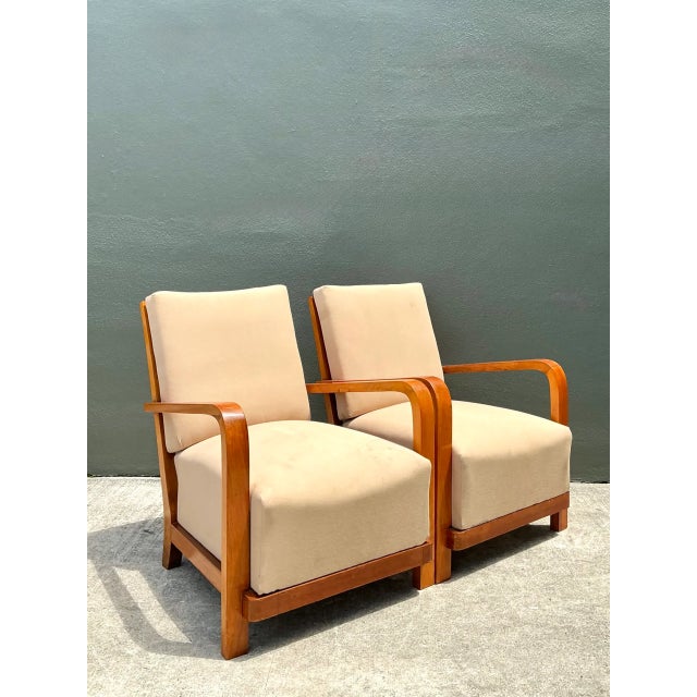Mid 20th Century Vintage Art Deco Lounge Chairs - Pair For Sale - Image 5 of 12