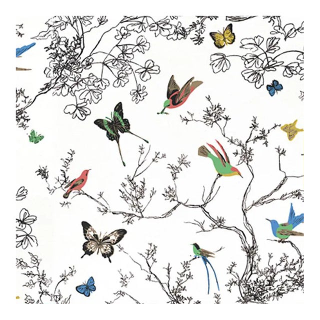 Sample, Schumacher Birds & Butterflies Fabric For Sale