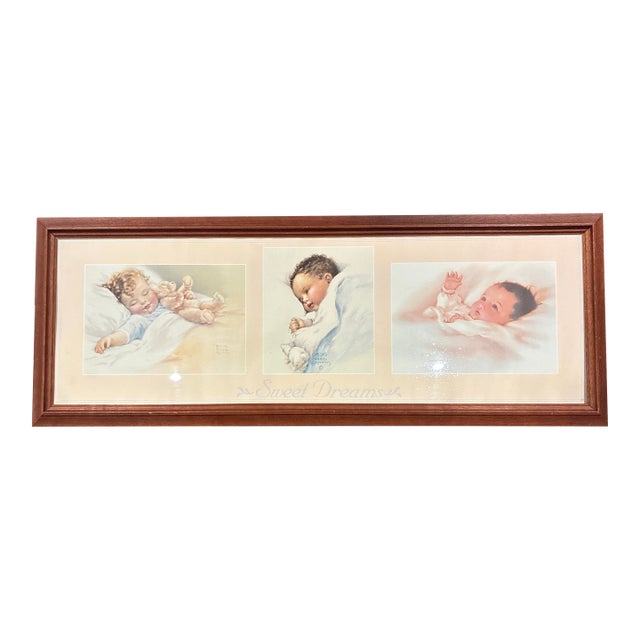 Bessie Peace Gutmann “Sweet Dreams” Lithograph Framed in Wooden Frame For Sale