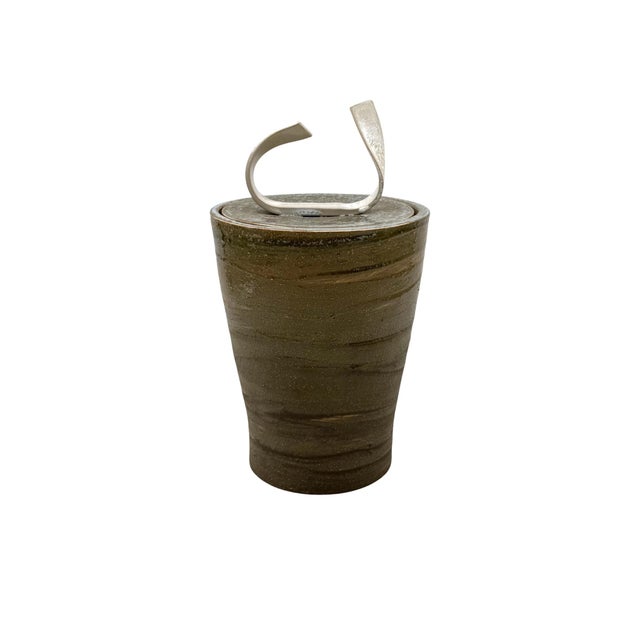 Mid-Century Modern Style Dark Green Artistic Ceramic Vase, Gabriele Bucci Italy Ca. 2000s For Sale - Image 11 of 11