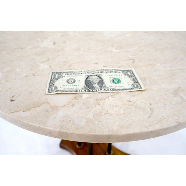 Paul McCobb Mid 20th Century Round Marble Top Brass & Walnut Occasional End Side Table Lamp Stand For Sale - Image 4 of 12