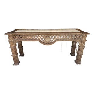 72" Vintage British Colonial Console Table For Sale